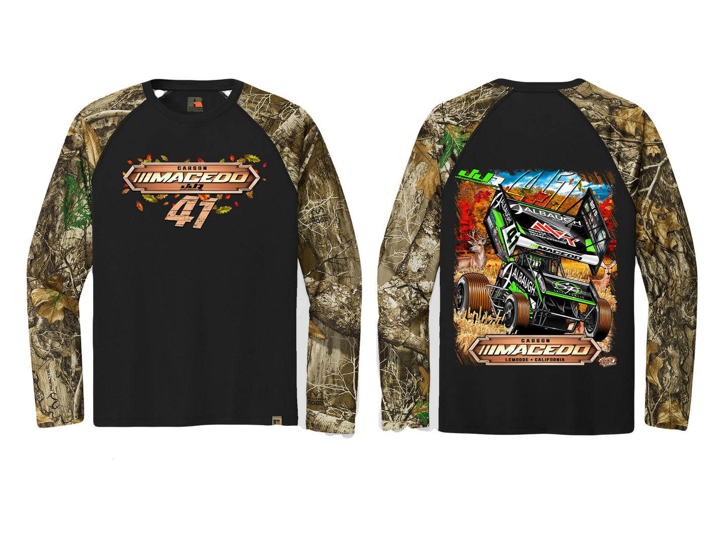 Fall Design Long Sleeve T-Shirt (Camo Sleeves)