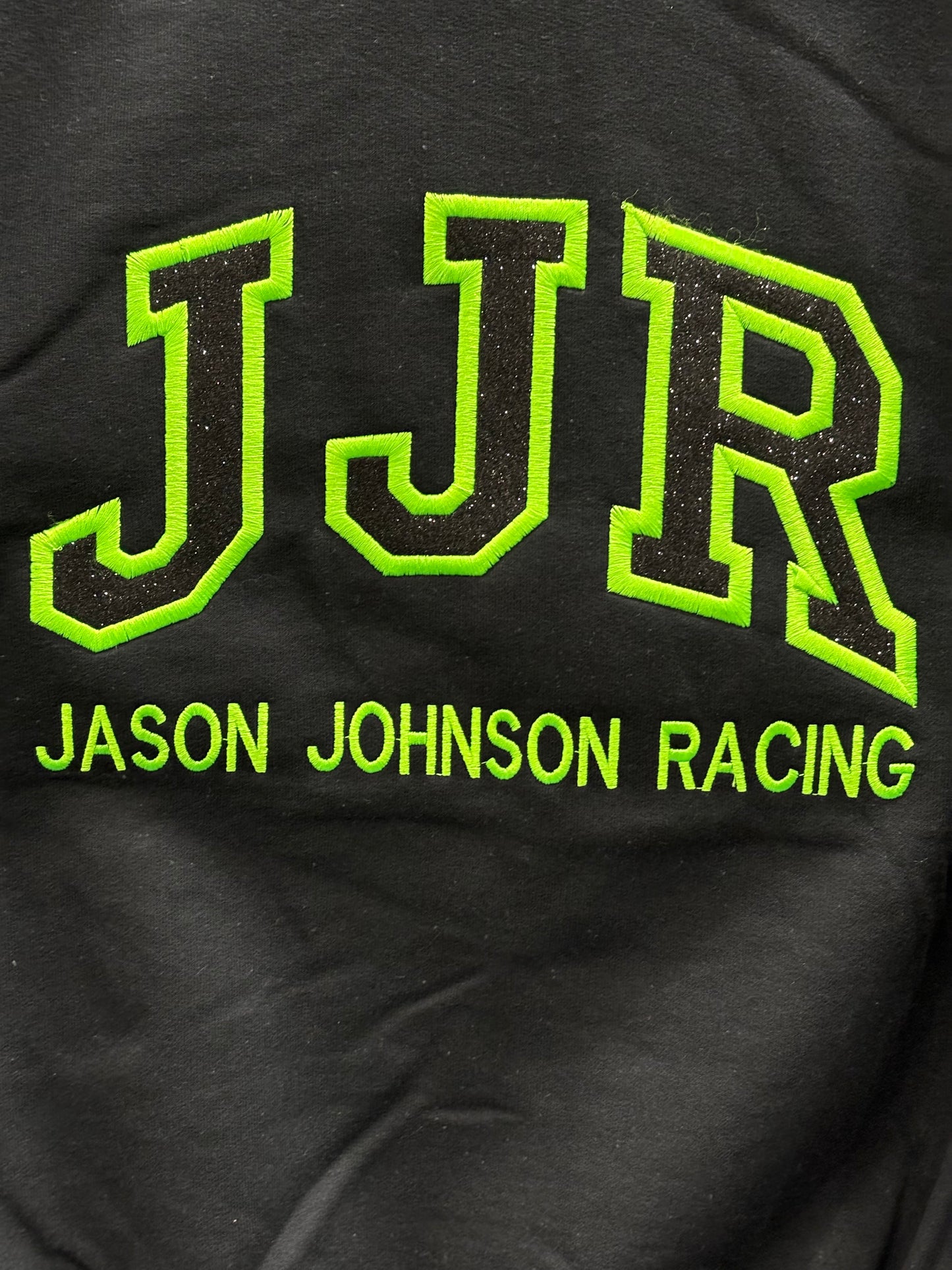 Ladies JJR Green Glitter Crew Neck (Black)