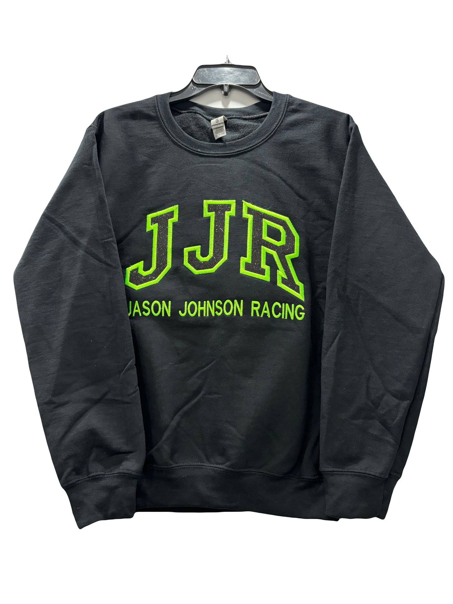 Ladies JJR Green Glitter Crew Neck (Black)