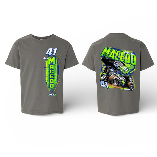 Youth Big Riggin Design T-Shirt Small Front (Heather Charcoal)