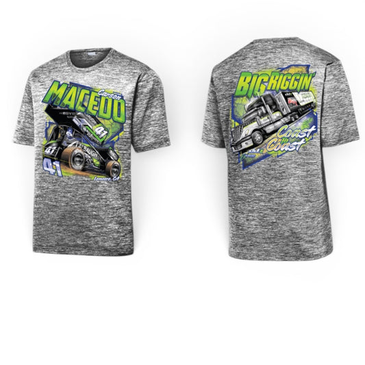 Big Riggin Design T-Shirt Large Front Polyester (Black Electric)