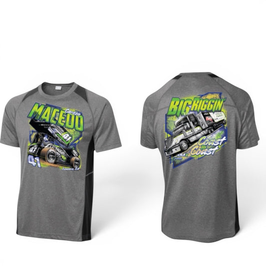 Big Riggin Design T-Shirt Large Front Polyester (Vintage Heather/Black)