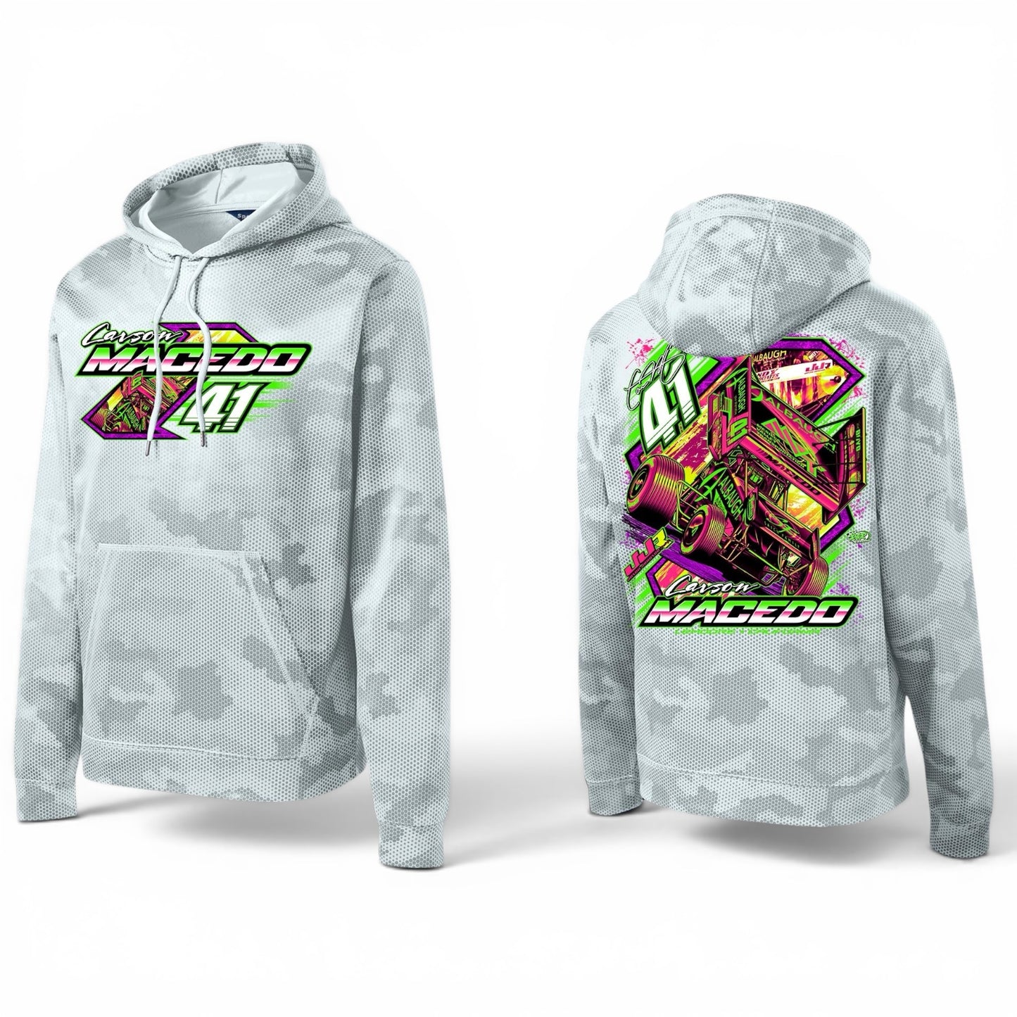 Midnight Neon Design Hoodie Polyester Camo Hex (Iron Grey)