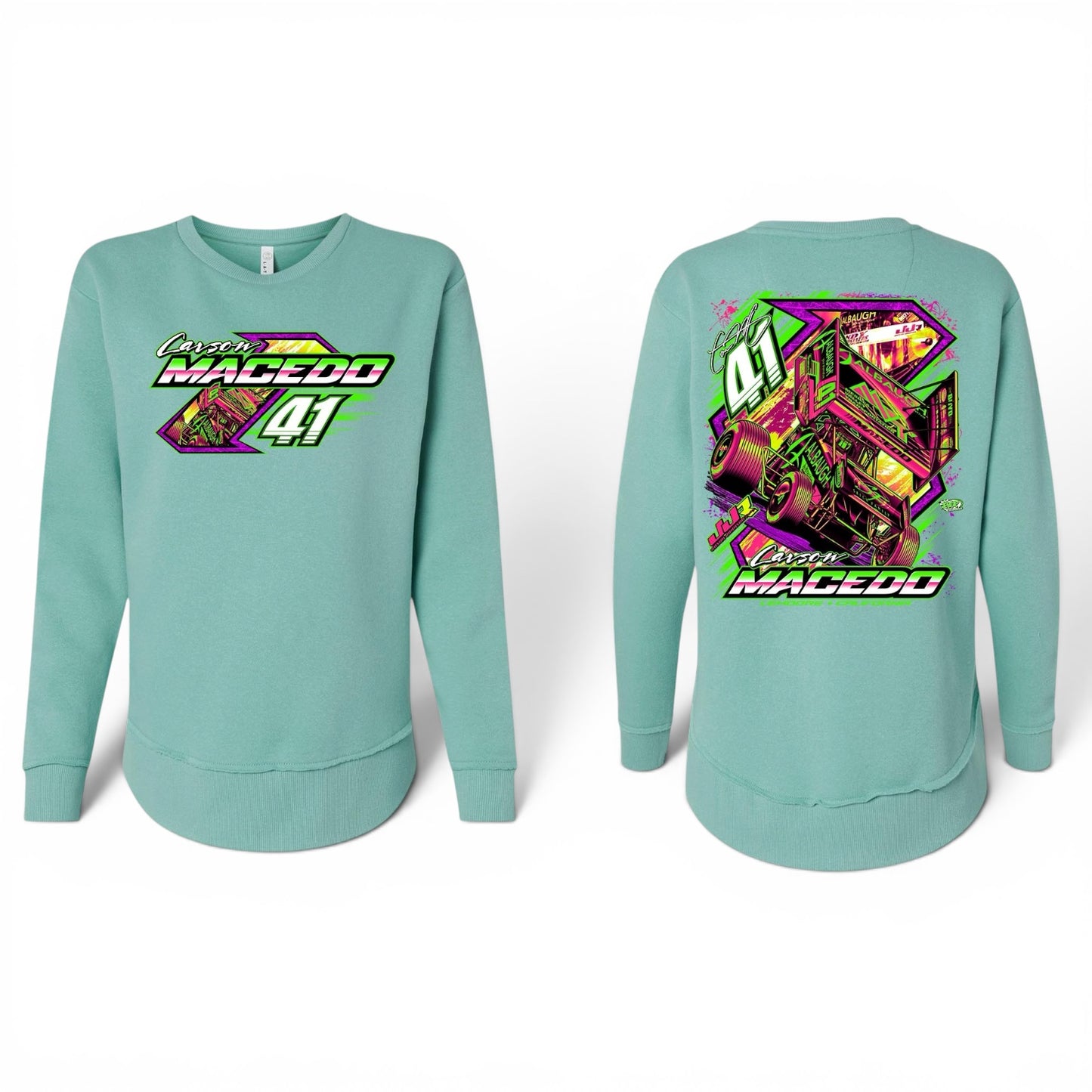 Ladies Midnight Neon Design Fleece Crewneck (Saltwater)
