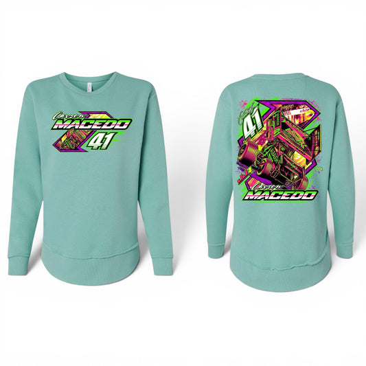 Ladies Midnight Neon Design Fleece Crewneck (Saltwater)