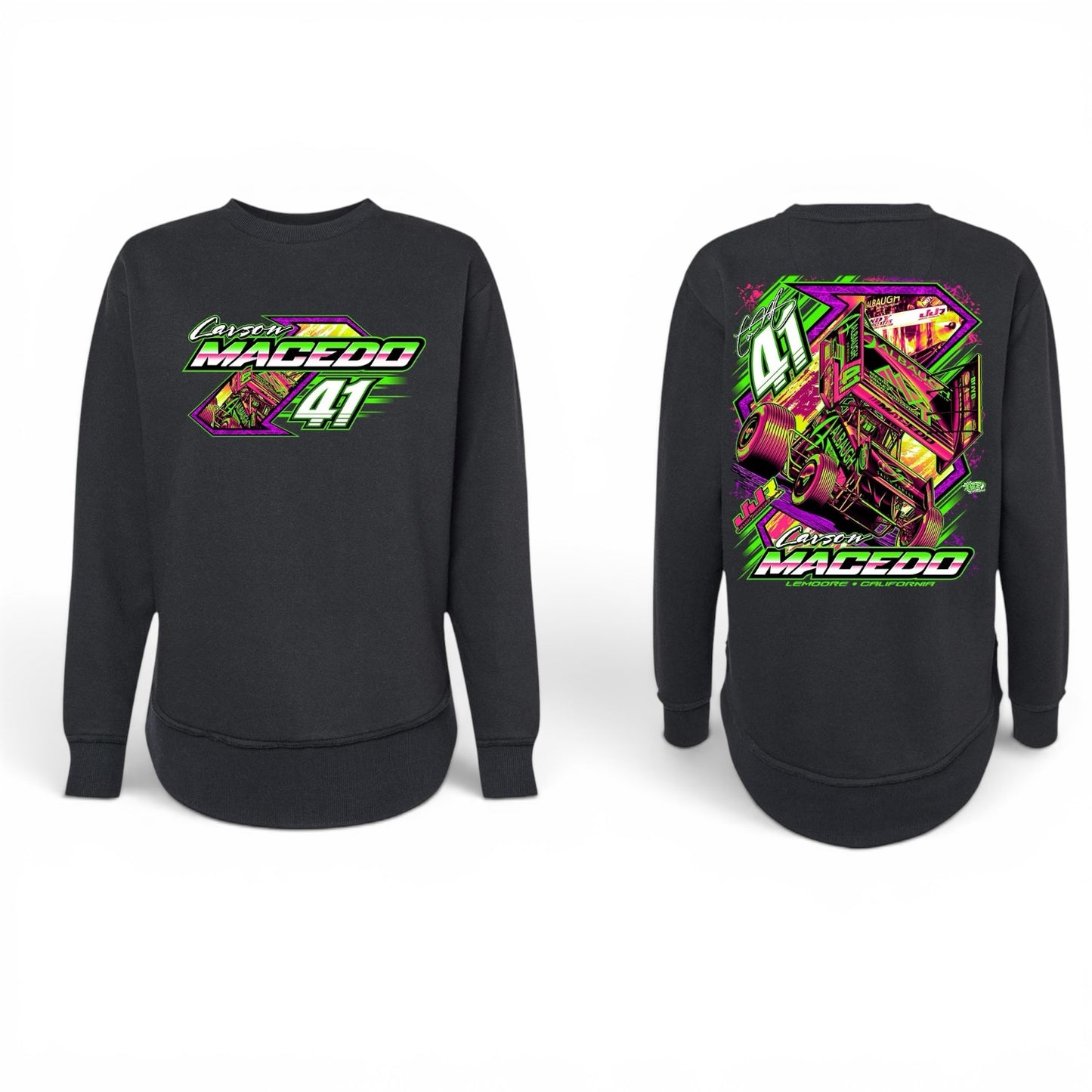 Ladies Midnight Neon Design Fleece Crewneck (Black)