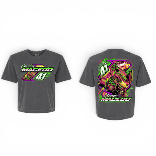 Ladies Boxy Midnight Neon Design T-Shirt (Pepper)