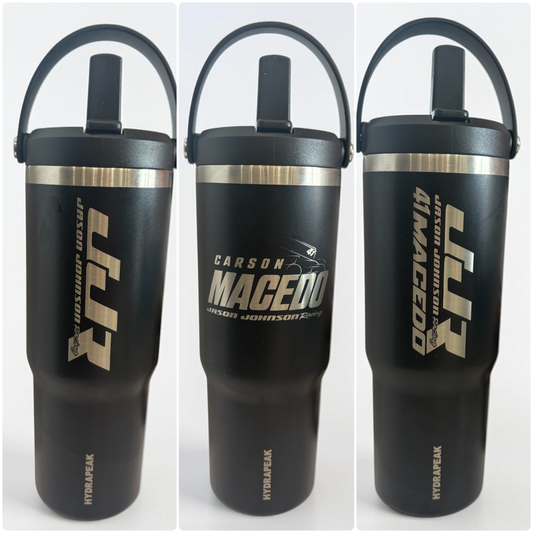 HydroPeak Flip-Top Straw 32oz Tumbler W/ Handle (Black)