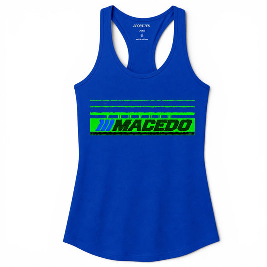 Ladies The Macedo Line Design Tank (Front Only Deep Royal)