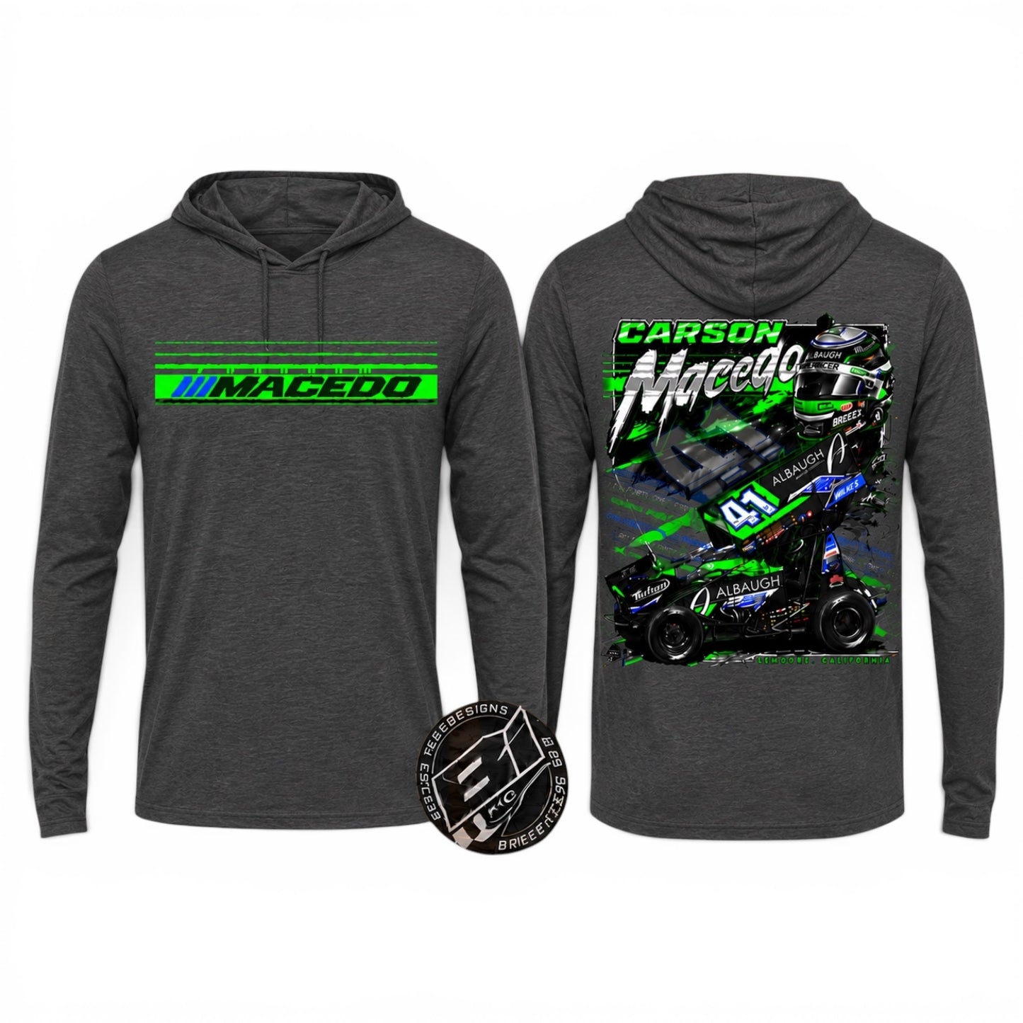 The Macedo Line Design T-Shirt (L/S Hoodie Charcoal)