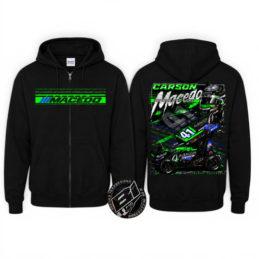 The Macedo Line Design, Zip-Up Hoodie (Black)