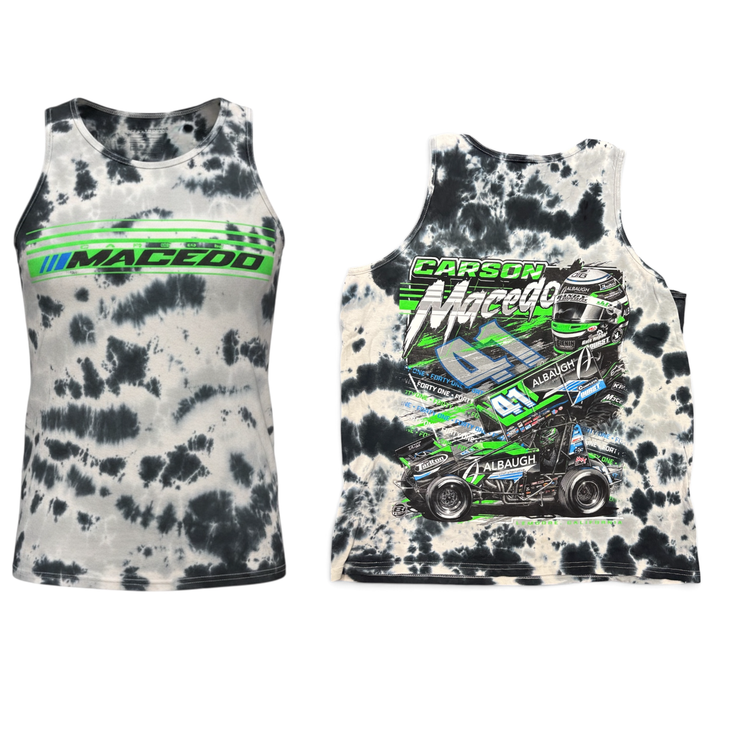 Men's The Macedo Line Design Tank (Tie Dye Dark Blue)