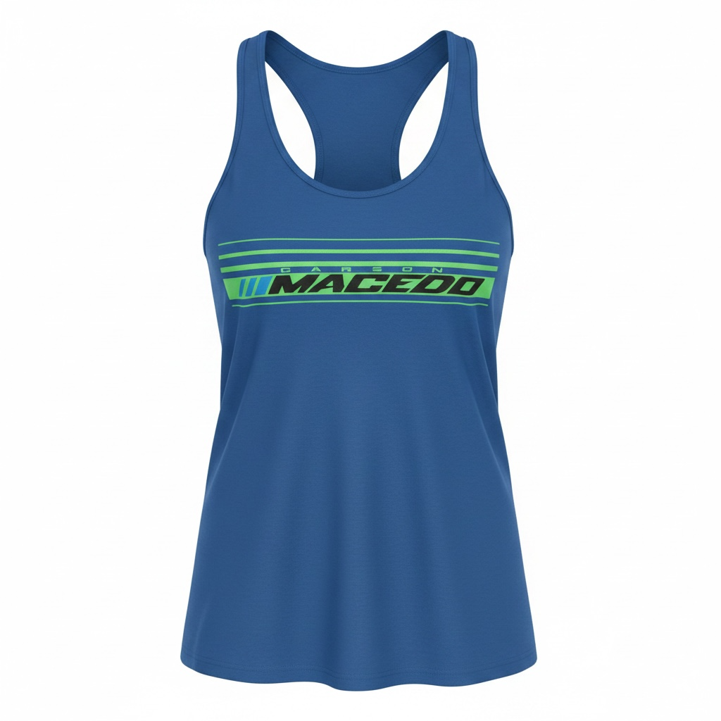 Ladies The Macedo Line Design Tank (Front Only Deep Royal)
