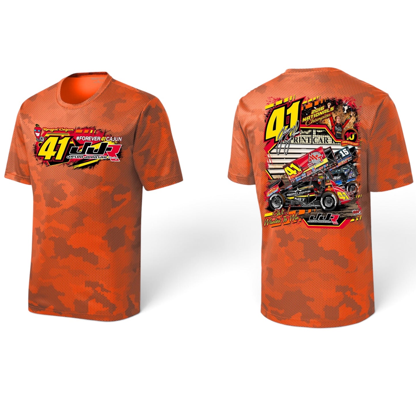 The Winning Pass Design Sport-Tek Camo Hex Tee (Neon Orange)