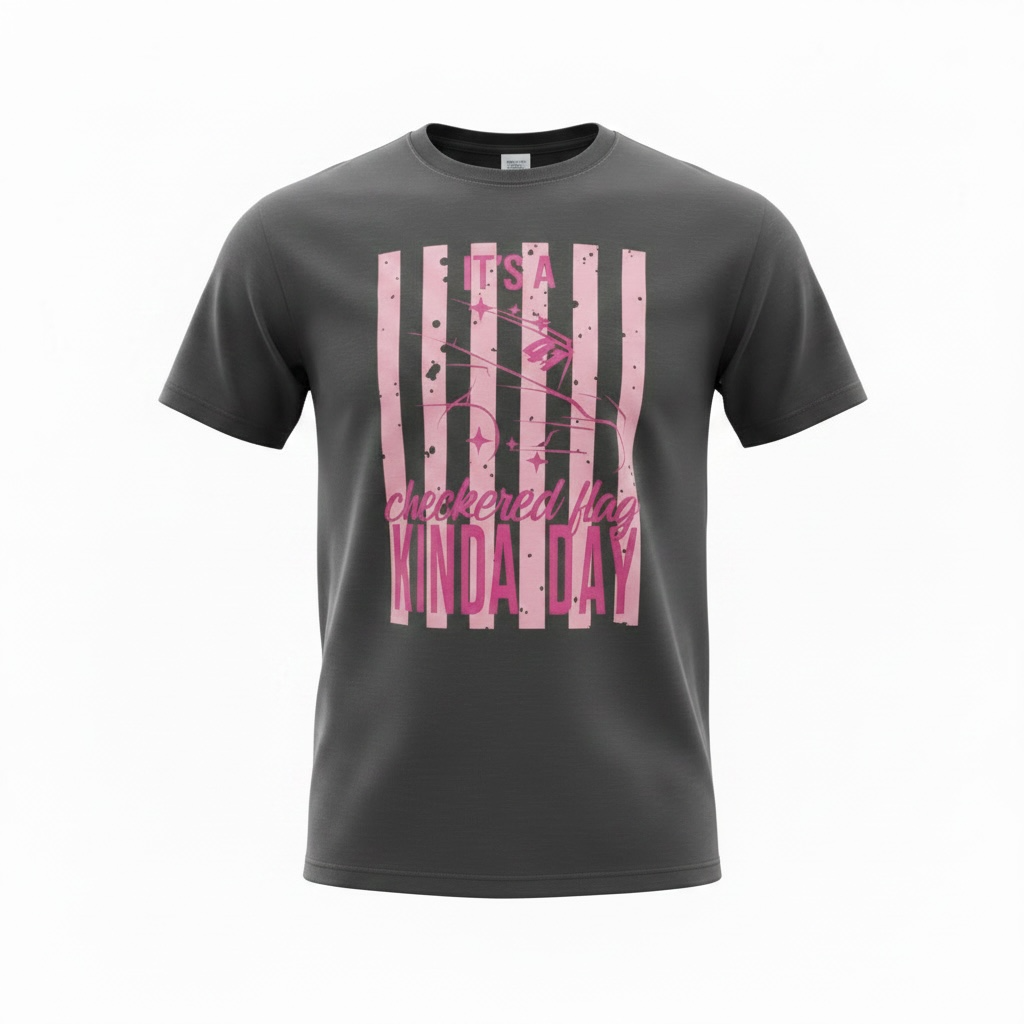 Ladies Checkered Flag Design T-Shirt