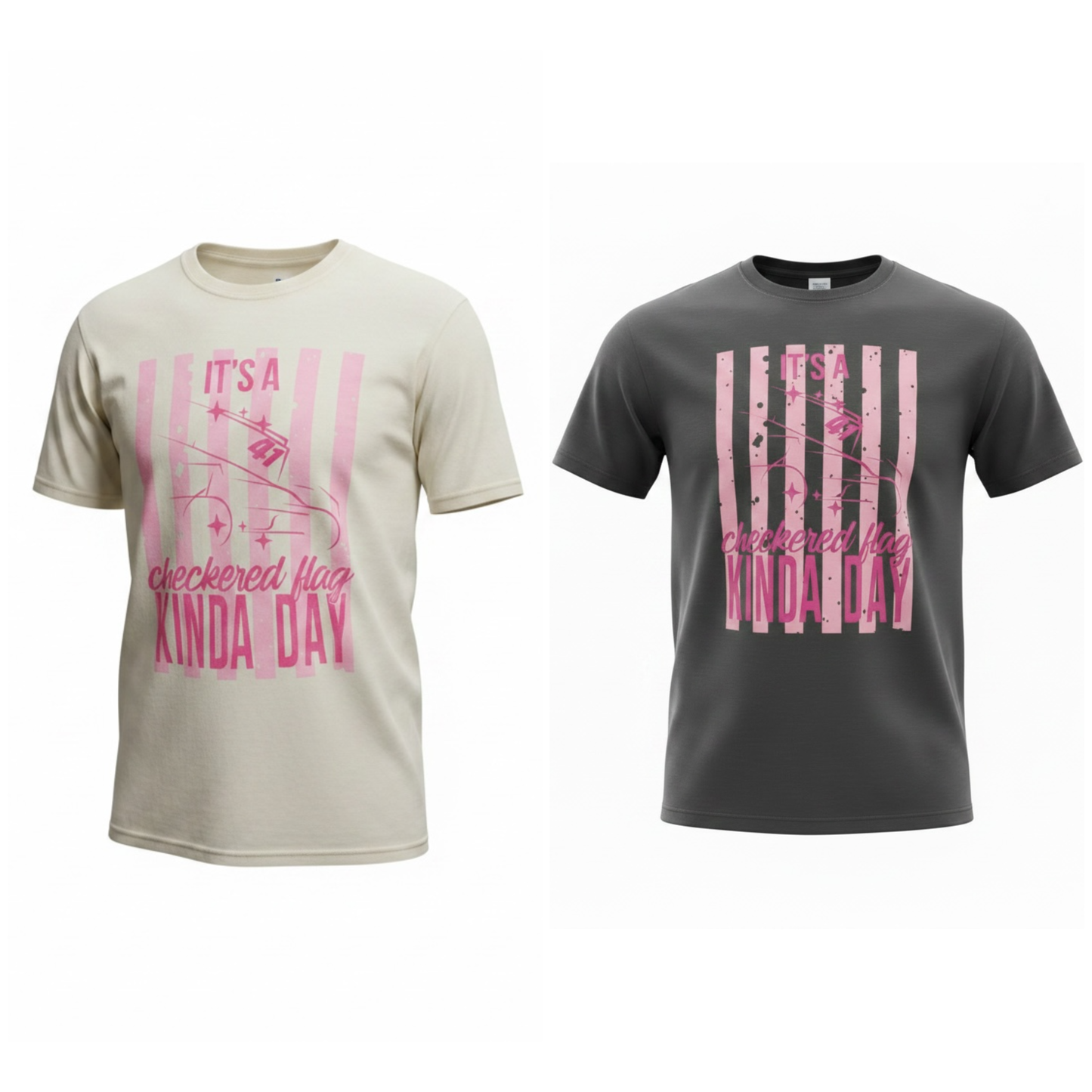 Ladies Checkered Flag Design T-Shirt