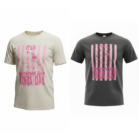 Ladies Checkered Flag Design T-Shirt
