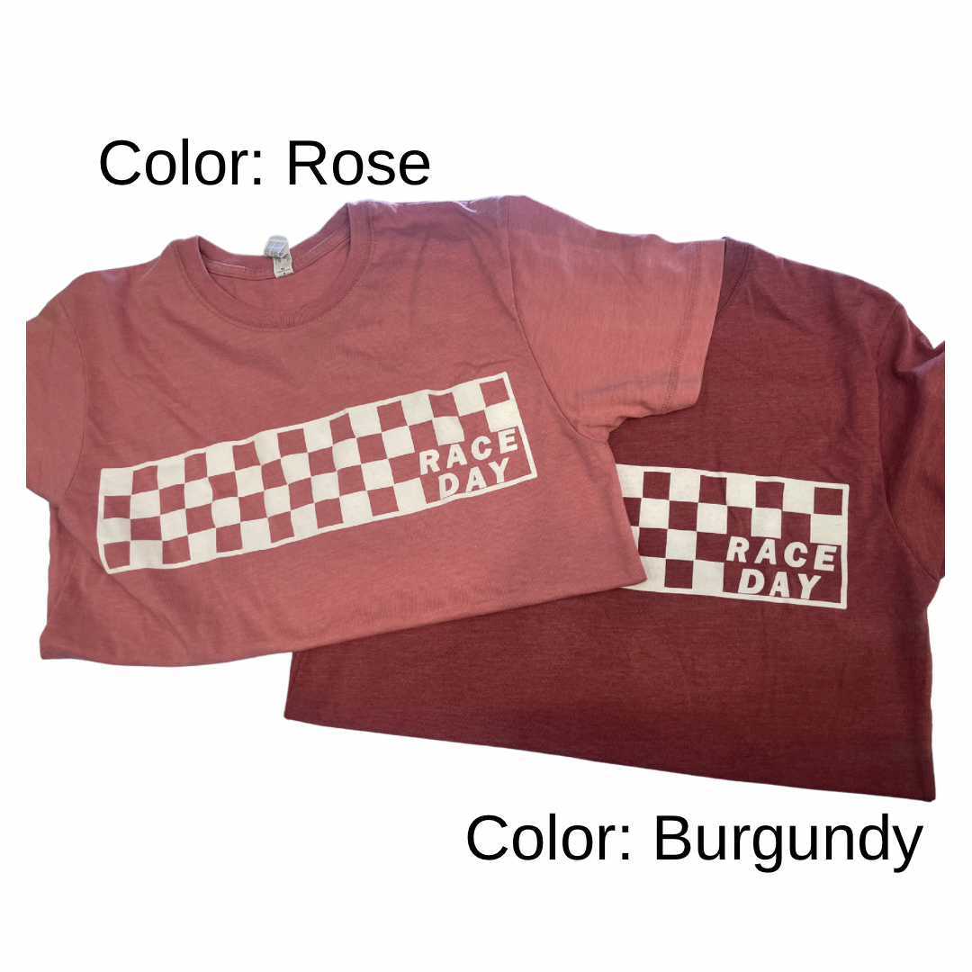 Checkered Race Day T-Shirt (Burgundy)