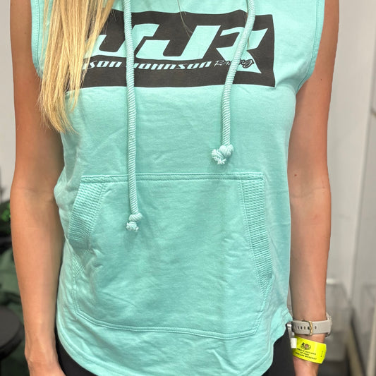 Ladies JJR Kinsley Sleeveless Hooded Sweatshirt (Turquoise)