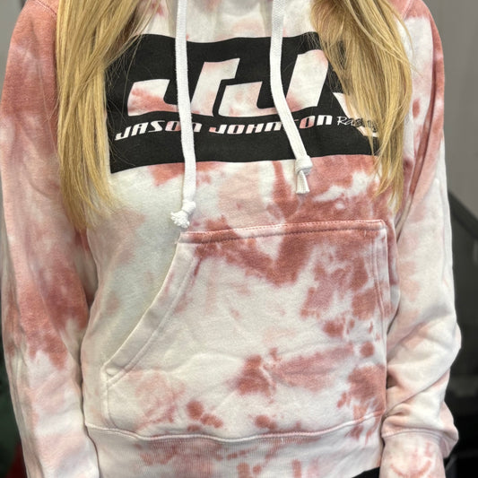 Ladies JJR Tie-Dyed Fleece Hooded Sweatshirt ( Dusty Rose Tie-Dye)