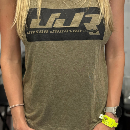Ladies JJR Flowy Scoop Muscle Tank (Heather Olive)