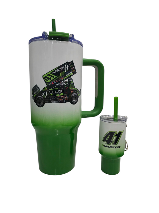 40 Oz. CM Signature/Car Ombre Green Tumbler W/ 4oz.Tumbler Keychain