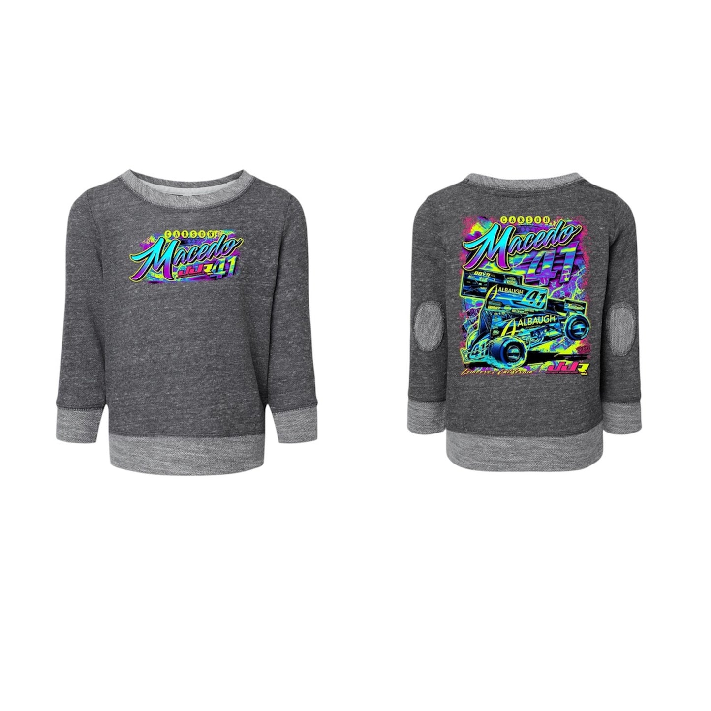 Toddler 2025 Neon Long Sleeve French Terry Crew (Smokey Gray)