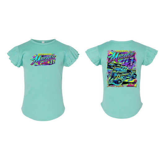 Toddler 2025 Neon T-Shirt Flutter Sleeve (Turquoise)