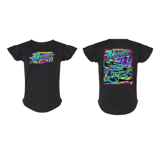 Toddler 2025 Neon T-Shirt Flutter Sleeve (Black)