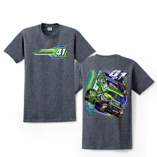 Youth Bullet Blue Design T-Shirt (Heather Charcoal)