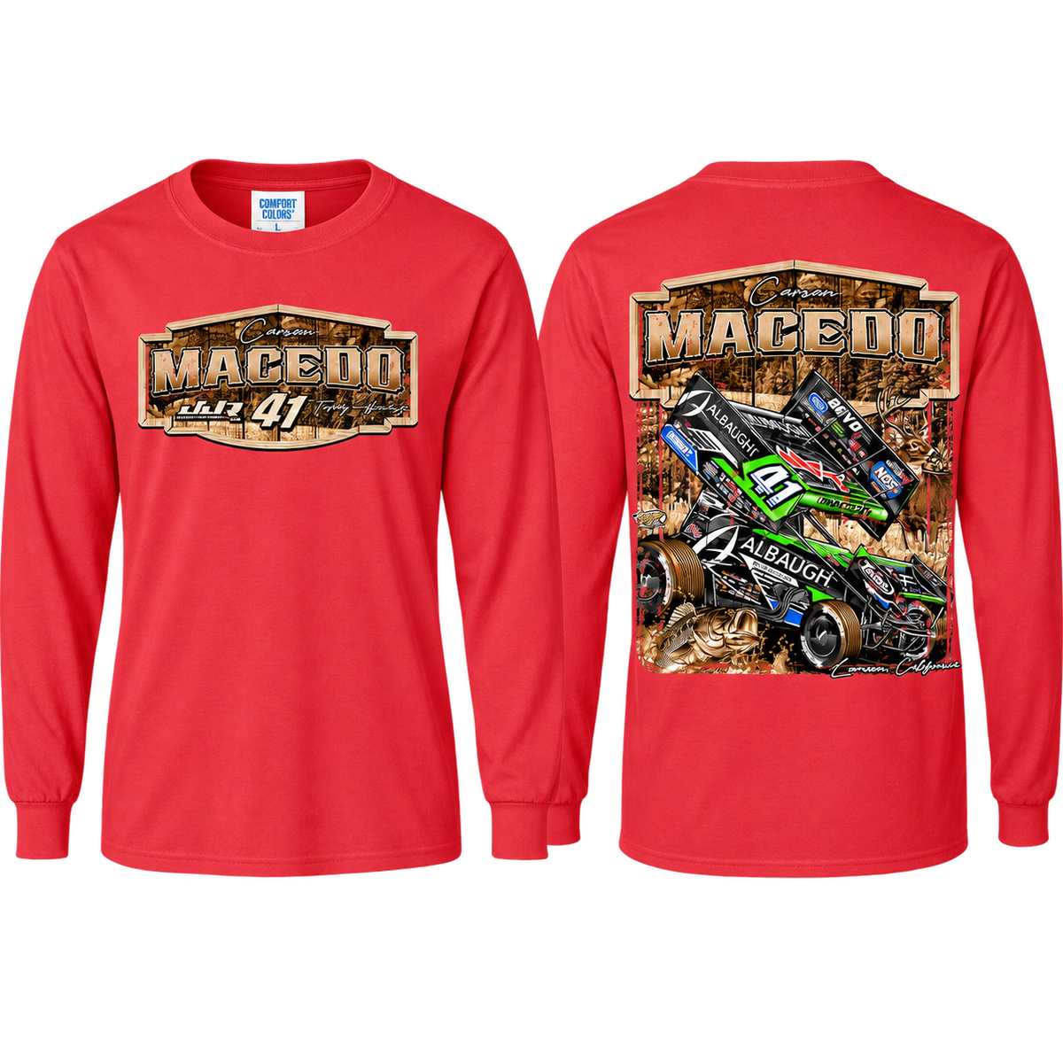 Huntin' Horspower Design T-Shirt (Burnt Red L/S)