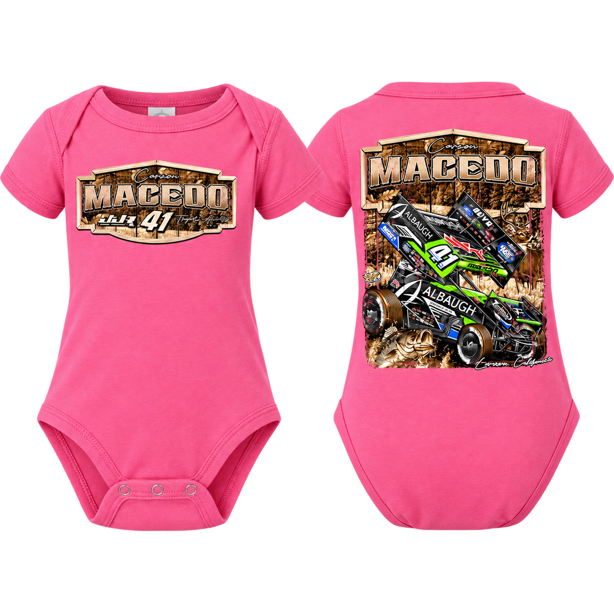 Infant Huntin' Horsepower Design Onesie (Pink)